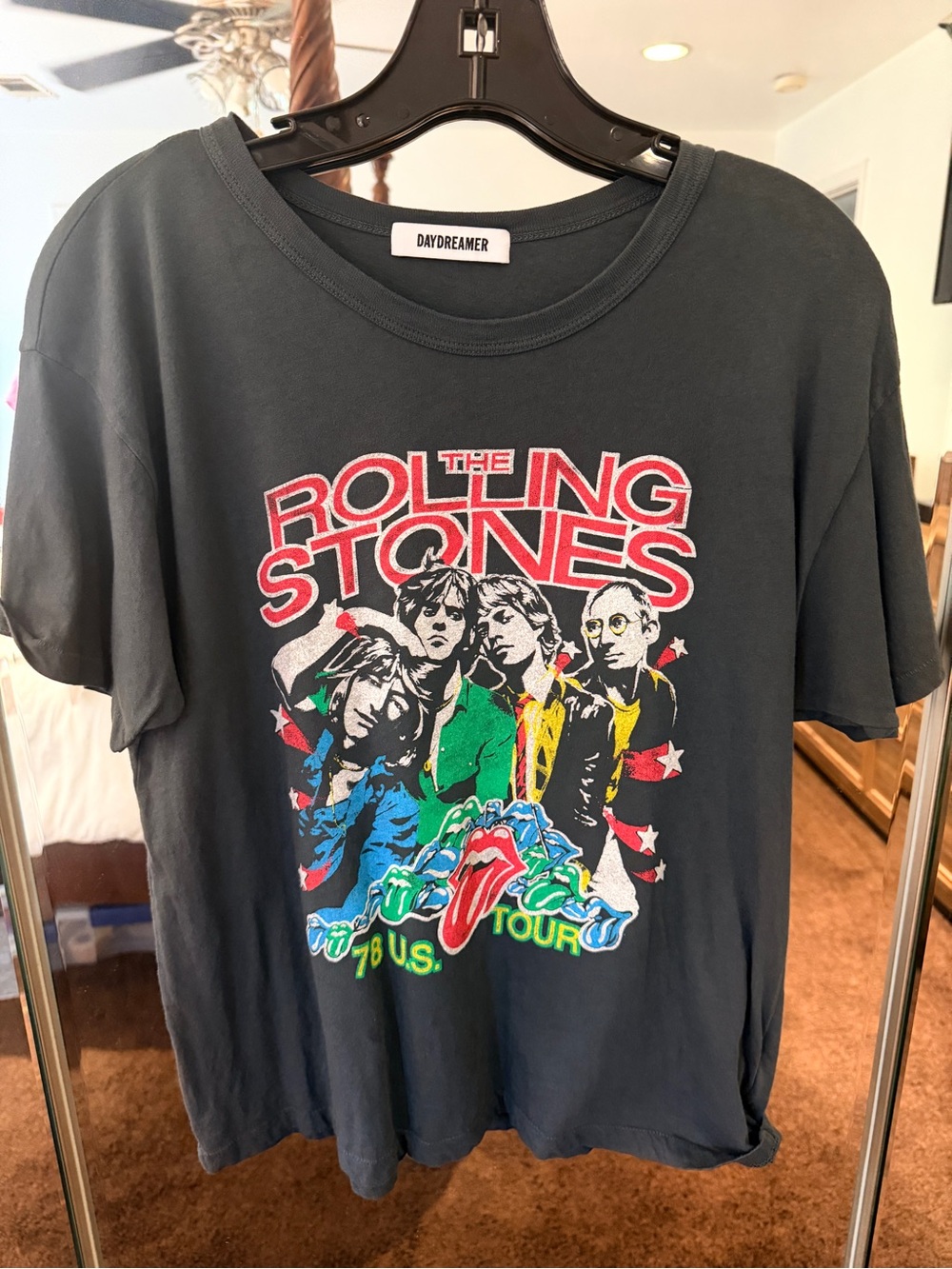 Daydreamer Black The Rolling Stones Graphic Tee with Multicolor Print Size M